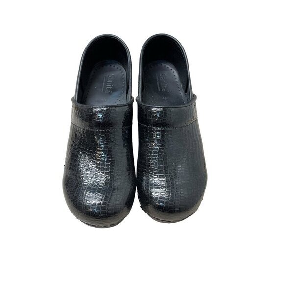 Sanita Danish Clogs Dark Green Snake Print Leather Shoes Size EU 40 US 9 /9.5 - Picture 3 of 8